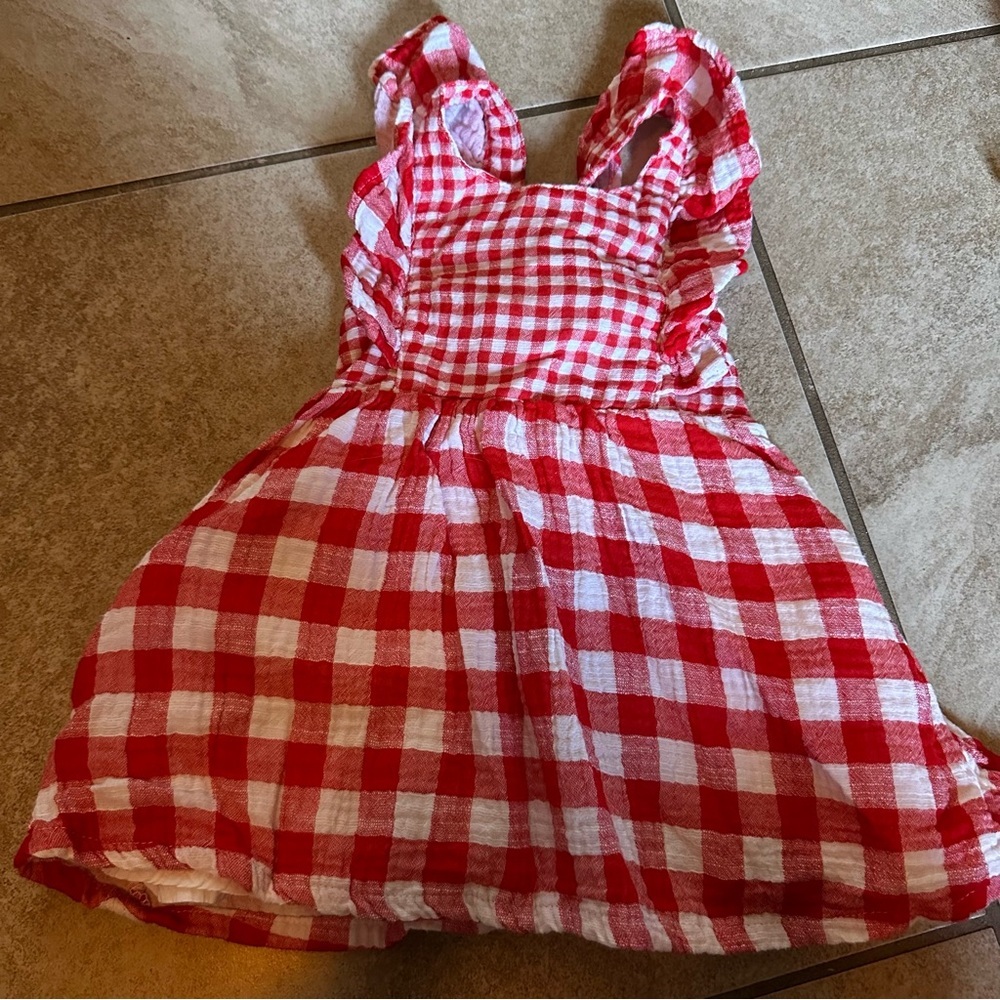 CAT & JACK RED/WHITE GINGHAM DRESS